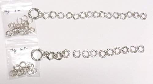 Judy Larson's Argentium Silver Scrap Chain - , Contemporary Wire Jewelry, Making Chain, Chain Making , Butane Torch, Soldering, Solder, Placing all the scrap components out in the order 